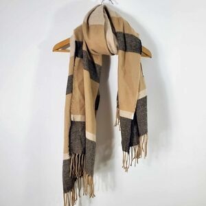 Reitmans Knit Wrap Shawl Scarf Sweater Cape Tan Striped Women's One Size